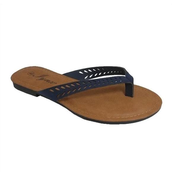 NEW LYNX women's laser design flip flop sandal in navy - Picture 1 of 1